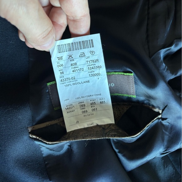 Joseph Abboud Mens Wool Blazer Suit Double Vent Lined Navy Size 40R Wool - Picture 14 of 15